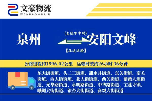 泉州到安阳文峰物流公司