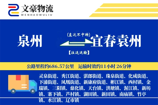泉州到宜春袁州物流公司